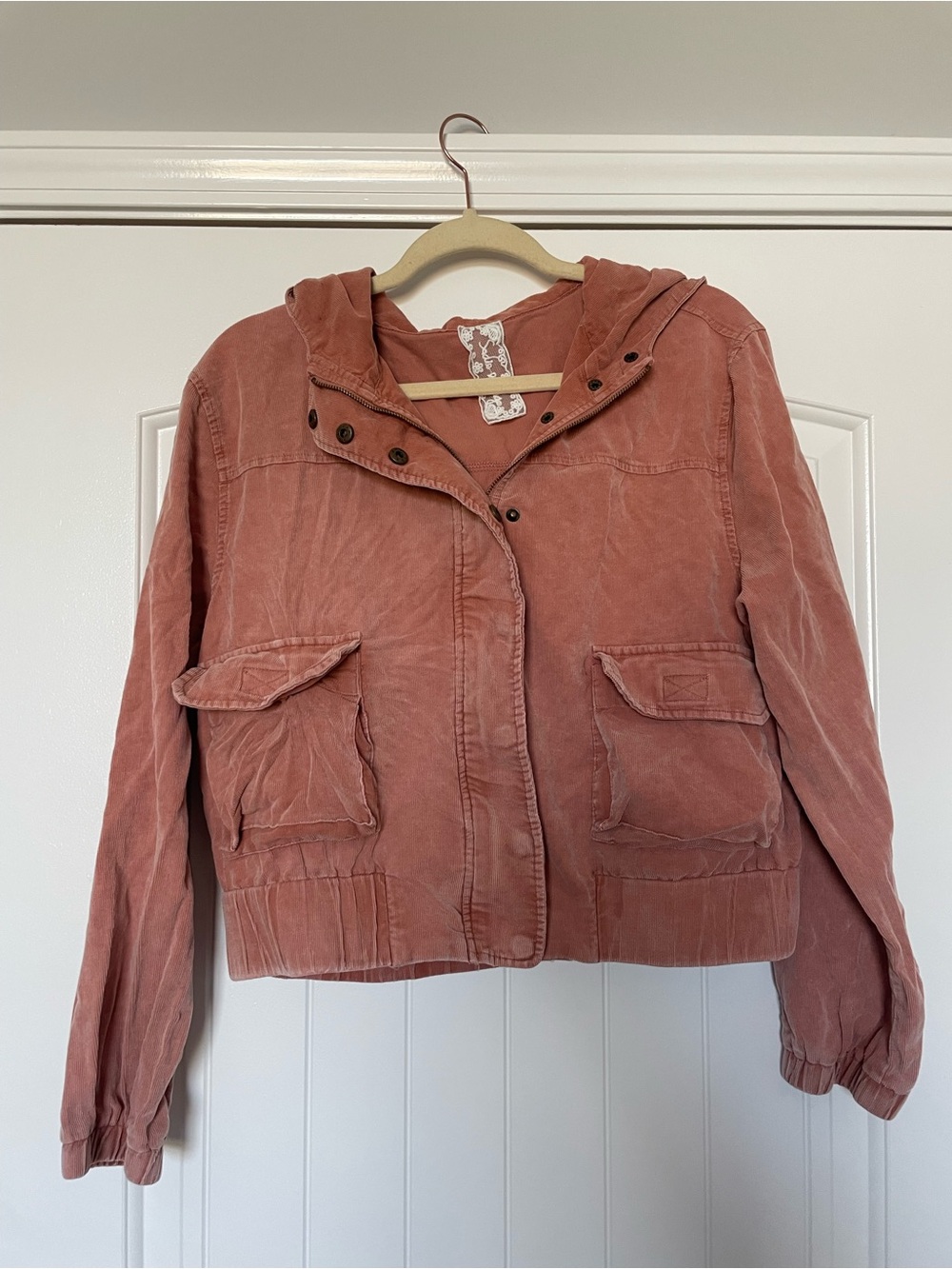 Sadie & Sage Corduroy Washed Rose Utility Jacket